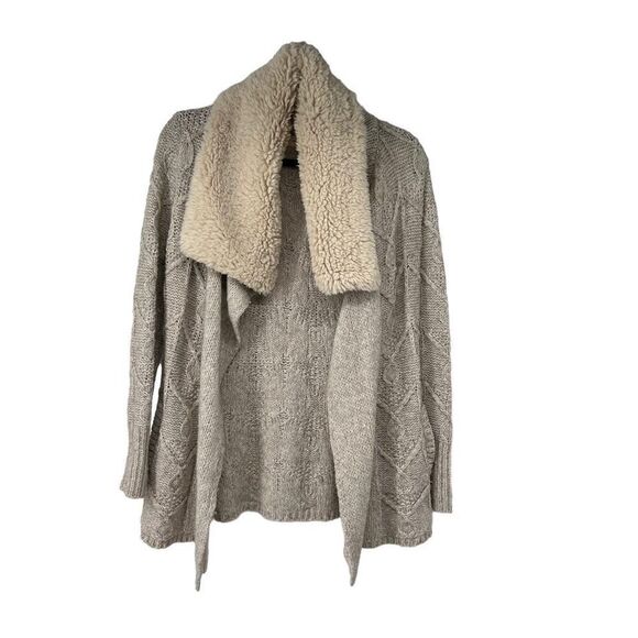Anthropologie Sleeping on Snow Fleece Collar Open Cardigan - Picture 1 of 8